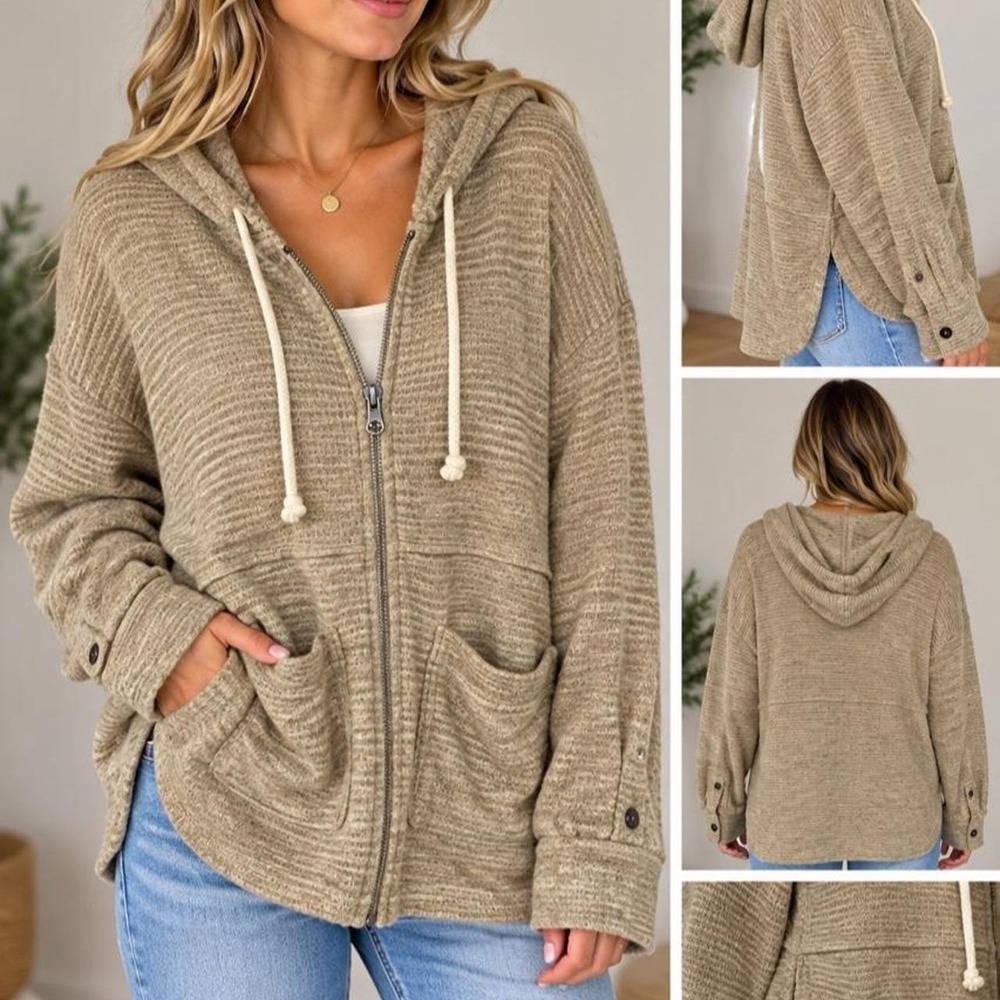 Buckle Black Women's Knit Zip-Up Hoodie – Size M 🤎